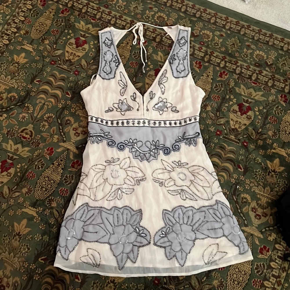 Free People Last flowers beaded lined short dress